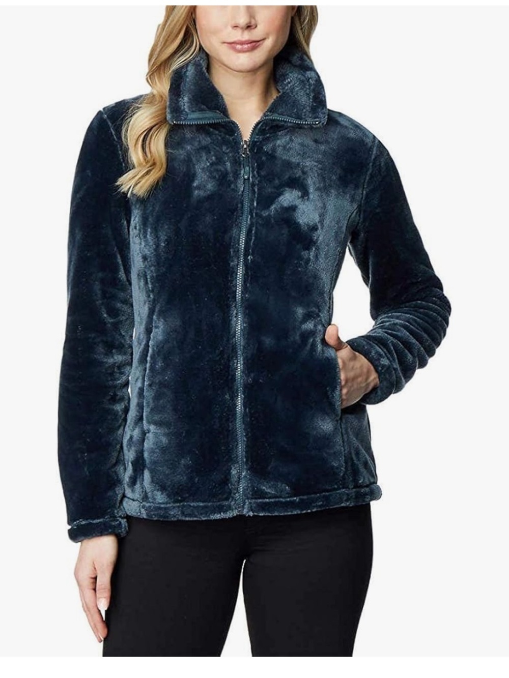 32 Degrees Plush Luxe Faux Fur Full-Zip Jacket Deep Baltic Blue NWOT Medium